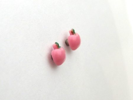 かゆくなりづらい金属アレルギー対応 FDAピアス / 樹脂製ピンクのりんご　　FDA-327
